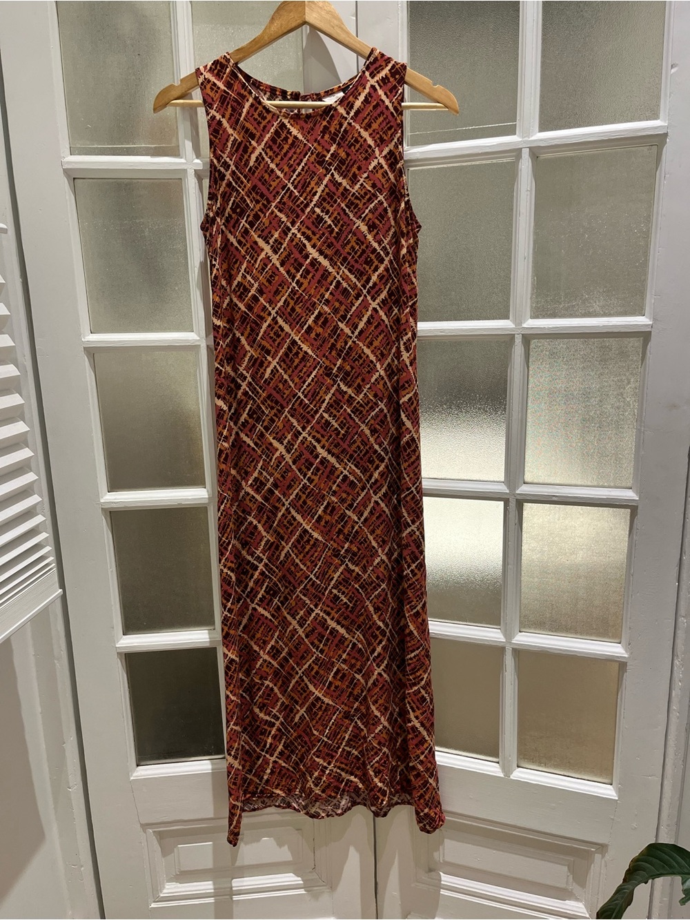 Vintage 90s Sleeveless Plaid Maxi Dress in Rust